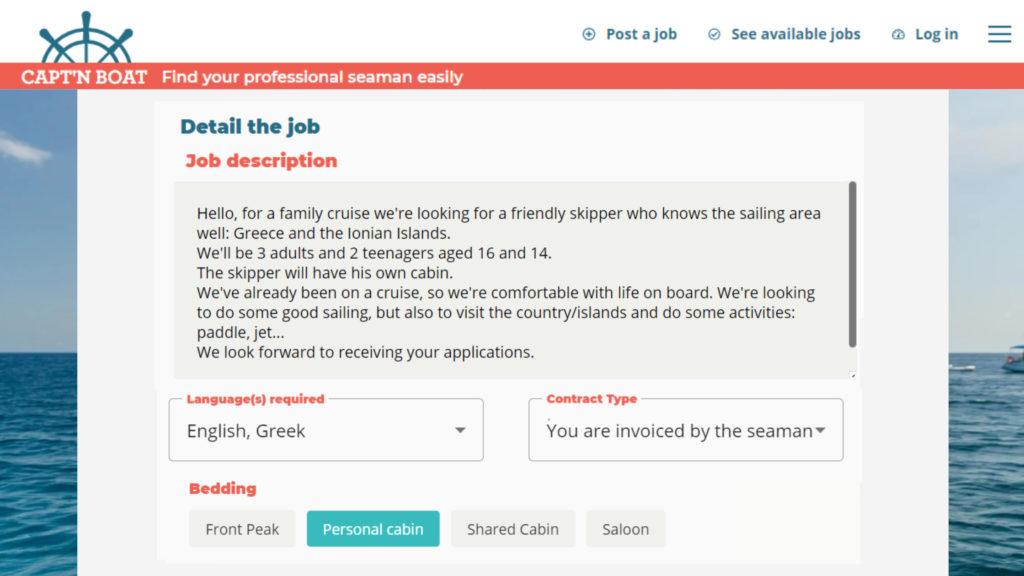 description of the job captn boat